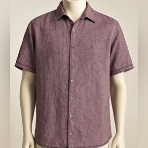 Coastaoro Linen/Cotton Blend Heathered Purple Button-Up Shirt XXL